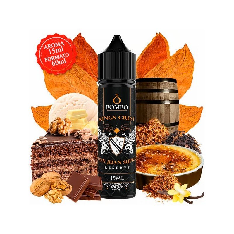 Aroma Don Juan Supra Reserve 15ml/60 (Longfill) - Kings Crest & Bombo - Tamaño : 15ml en bote de 60ml