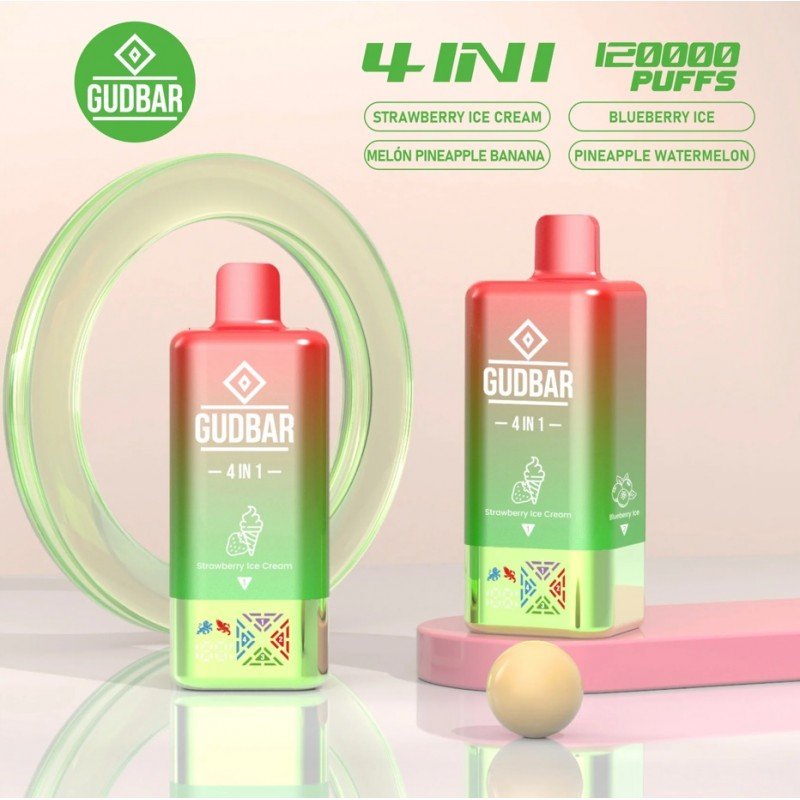 GUDBAR 4 en 1 - Strawberry Ice Cream - 120.000 Puffs